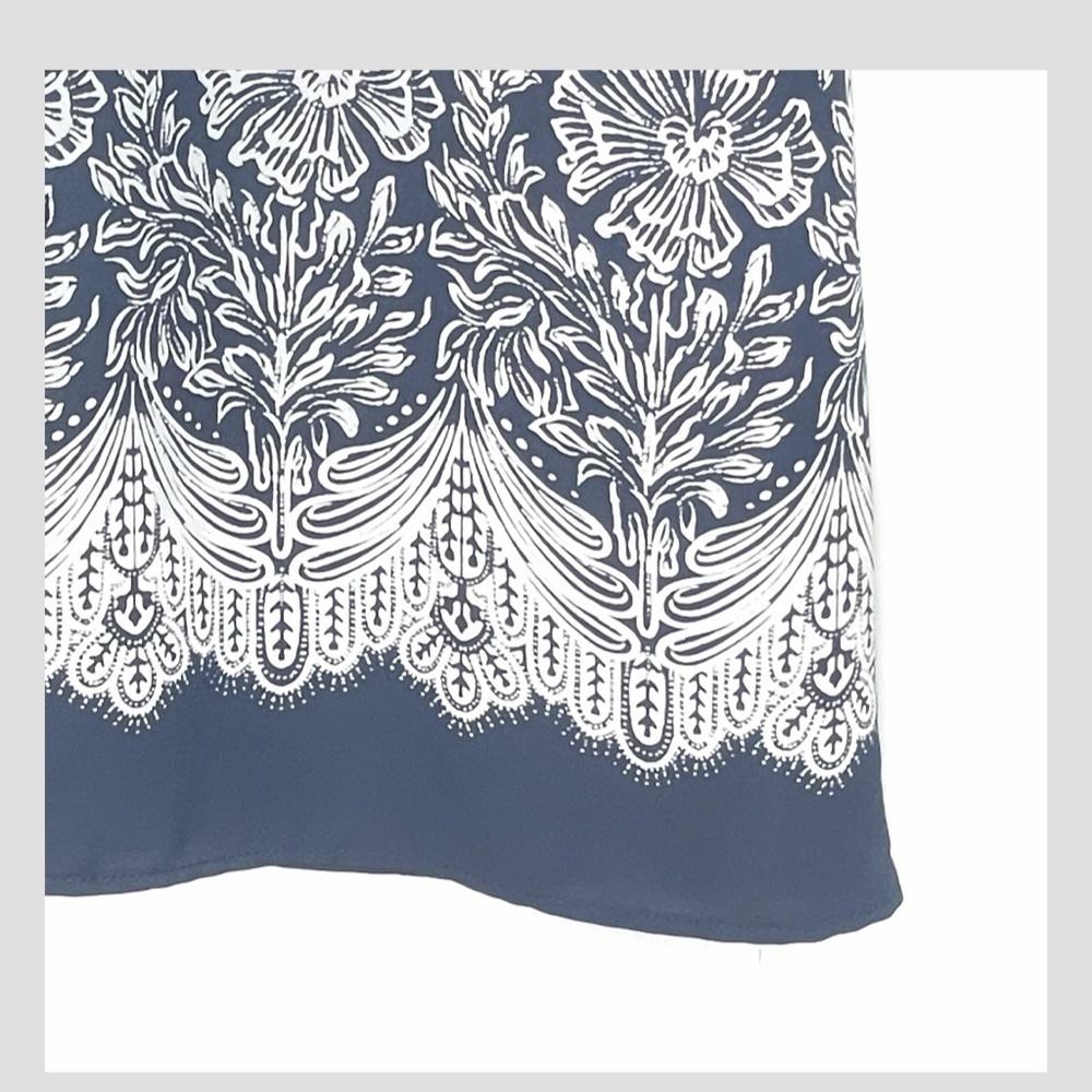 Lulus Riverside State Blue Floral Print Shift Dress Short Sleeve Mini Length - Picture 9 of 16